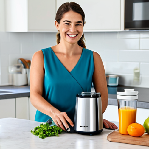 Home 11 Cordless Mixer Grinder Convenience**
"A modern kitchen scene showcasing a cordless mixer grinder on a clean countertop. A fully clothed woman is smiling as she prepares a smoothie. Bright, natural lighting. The background includes modern kitchen appliances and fresh fruits. Safe for work, appropriate content, fully clothed, family-friendly. Perfect anatomy, correct proportions, natural pose, well-formed hands, proper finger count, natural body proportions, professional photography, high quality."
**