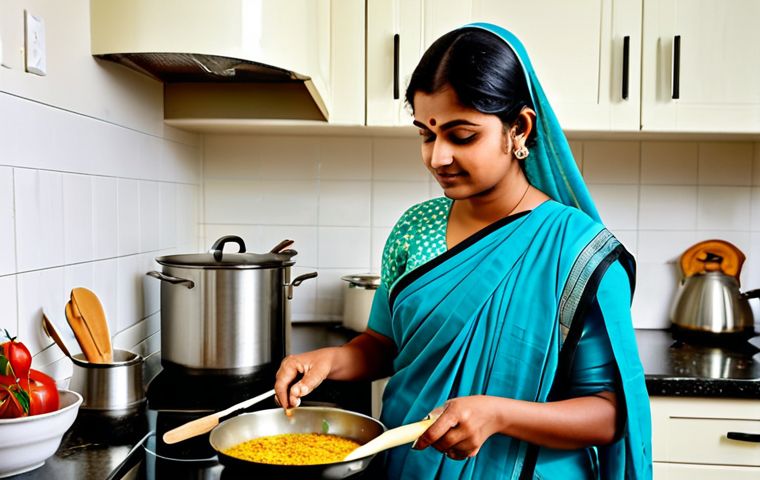 **

"A fully clothed woman in a modest, traditional Bengali sari, cooking in a modern, clean kitchen. She is using a silicone spatula to stir food in a pan. The kitchen features various silicone utensils and food storage containers. Natural lighting, soft focus, safe for work, appropriate content, professional photography, perfect anatomy, natural proportions, family-friendly."

**